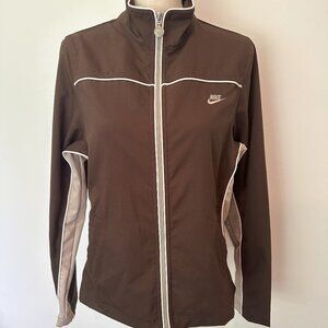 Vintage Nike Brown Track Jacket Zip Front Trim Logo  Medium Y2K Retro